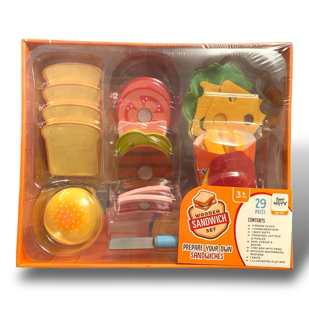 Wooden Sandwich Play Food Set | 29 Pieces | Ages 3+